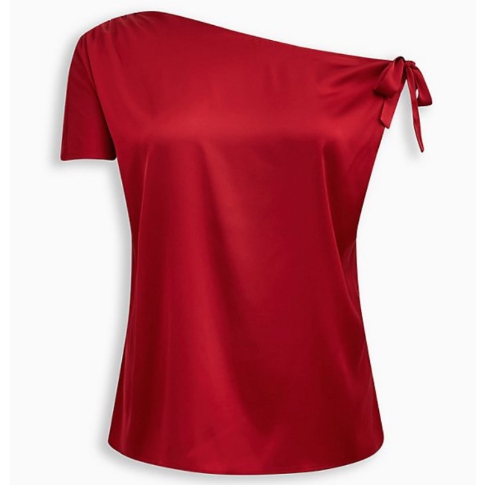 Torrid Red Satin Off-Shoulder Top - Picture 1 of 6